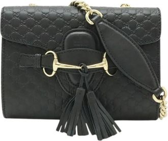 Gucci Pre-owned Microguccissima Leren Schoudertas - Dames - Vintage Schoudertas - Zwart - ONE Size - Leer - Vintage