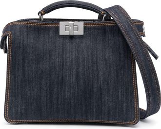 Fendi contrast-stitching denim tote bag - men - Cotton - One Size - Blue
