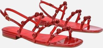 XY London Womens XY London Womens/Ladies Pamela Patent Strappy Beaded Flat Sandals - Red - Size: 8