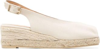 Castaner peep-toe espadrilles - women - Fabric/Calf Leather/Rubber/Raffia - 36 - Neutrals