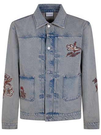 Dr&ocirc;le de Monsieur Brod&eacute;e Fleurs Dusty Denim Jacket