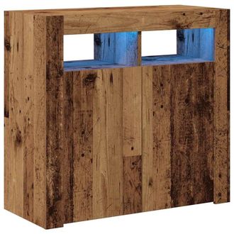 Berkfield Home Sideboard with LED Lights Old Wood 80x35x75 cm Engineered Wood in Brown | Size: 80 x 35 x 75 cm