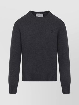 Ami cotton ribbed crewneck sweater
