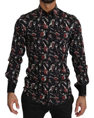 Dolce & Gabbana Musical Instrument Print Shirt - Black