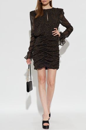 Rotate Dress With Ruching, Womens, Brown