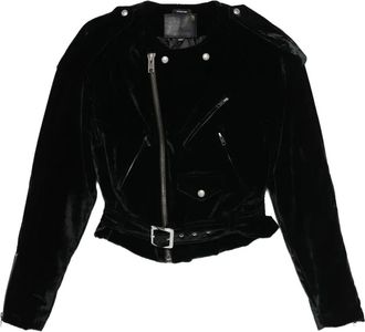 R13 Moto jack met ceintuur en rits - Zwart