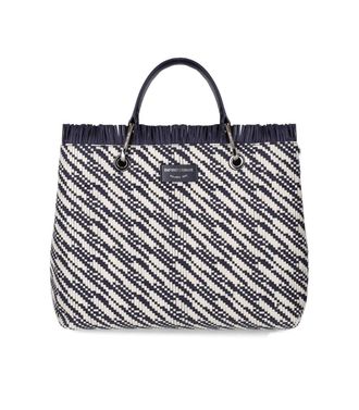 Emporio Armani Myea Blue Aqnd White Medium Einkaufstasche