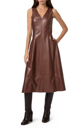 Paige Fiorella Faux Leather Midi Dress In French Press