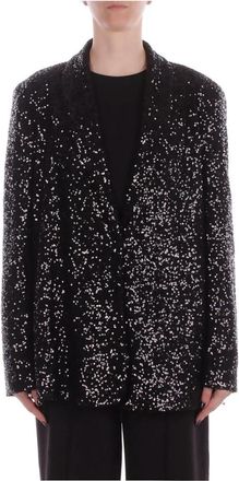 Manila Grace Clip-front Sequin Jacket - Dames - Blazers - Zwart - M - Polyester - Jassen