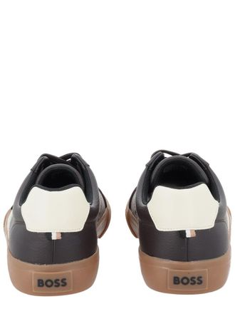 HUGO BOSS Logo Brown Cow Leather Sneaker - Brown