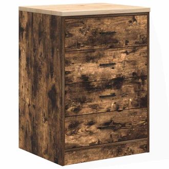 Berkfield Home Garage Storage Cabinet Smoked Oak 60x51x85 cm Solid Wood Pine in Brown | Size: 60 x 51 x 85 cm