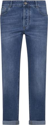 Brunello Cucinelli Indigo Blue Slim Cut Jeans - Heren - Slim Fit Jeans - Blauw - 4XL - Katoen - Jeans