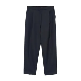 Theory Wool-Blend High-Rise Tapered Trousers - female - Theory - Cropped Trousers - Blue - XS - Trousers