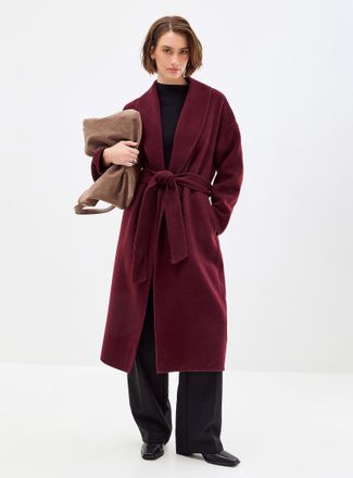Contemporaine Womens Belted mixed wool felted overcoat