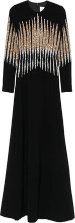 Dina Melwani Abito lungo con paillettes - Nero