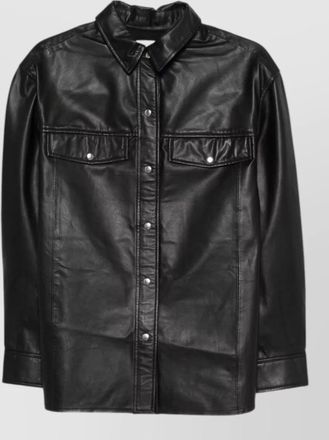 Iro leather shirt cabana style buttoned cuffs