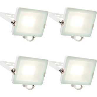 Loops 4 PACK Outdoor Waterproof LED Floodlight - 30W Cool White LED - Matt White