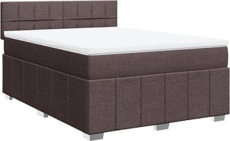 vidaXL Cama Box Spring Con Colch&oacute;n Tela Marr&oacute;n Oscuro 160x200 Cm Vidaxl