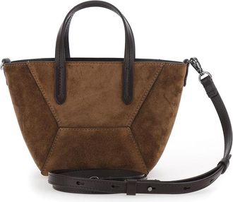 Brunello Cucinelli Womens Mini Bag Duo Brown Suede Leather