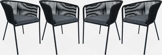 Sweeek Sill&oacute;n De Jard&iacute;n De Cuerda Y Acero Galvanizado, Set De 4