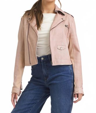 Jakett Piper Patina Leather Jacket In Pink