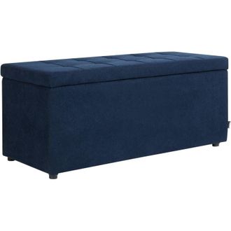 Beliani Storage Ottoman OREM Fabric Navy Blue