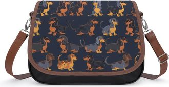 Generic Dachshund Dog Print Blue Crossbody Bags for Women Shoulder Messenger Bag Purse Handbags