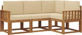 vidaXL Conjunto De Sof&aacute;s De Exterior 4 Uds. Natural Y Beige Vidaxl