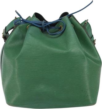 Louis Vuitton Petit Noe Monogram Canvas Green Leather Handbag (Pre-Owned)
