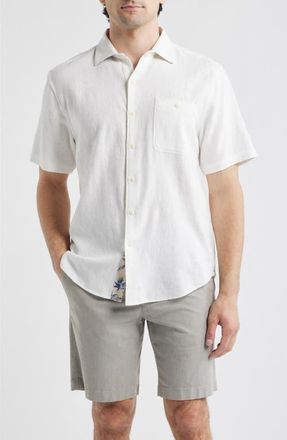 Tommy Bahama Breeze Island Short Sleeve Cotton Jacquard Button-Up Shirt in White at Nordstrom, Size 3Xlt