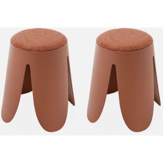Sweeek Sweeek - Taburete Apilable Con Asiento Texturado, Set De 2, Niki, Terracotta, 44x30x46 Cm