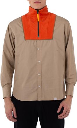 Kolor Beacon Mens Beige Two-Toned Buttoned Down Sweatshirt, Brand Size 2 (Medium)