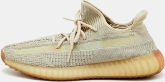 adidas Grey/Cream Knit Fabric Boost 350 V2 Citrin Sneakers Size 46