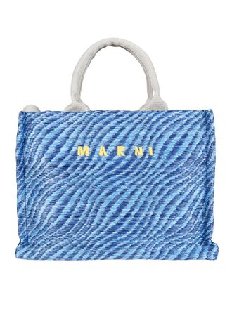 Marni Blue Basket Small Textured Wave Tote Bag