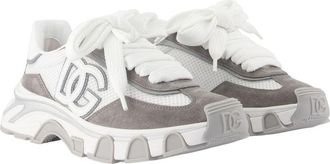 Dolce & Gabbana Womens Bassa Rete Sneaker Gray Calfskin