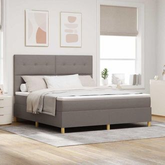 vidaXL Cama Box Spring Led Con Cabecera Taup&eacute; 180 X 200 Cm Tela Vidaxl