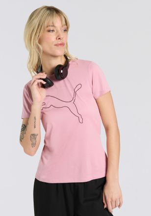 Puma Trainingsshirt PUMA W TAD ESSENTIAL HEATHER LOGO TEE, Damen, Gr. XL, rosa (poised pink heather), Jersey, Obermaterial: 100% Polyester, regular fit nor