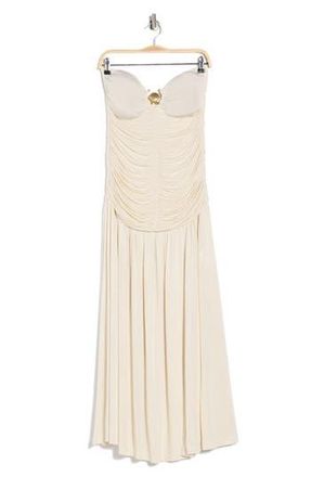 Dress To Seashell Buckle Strapless Midi Dress in Off White at Nordstrom Rack, Size Medium