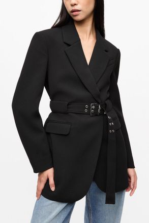 Ganni Black Bonded Crepe Blazer - Size 32
