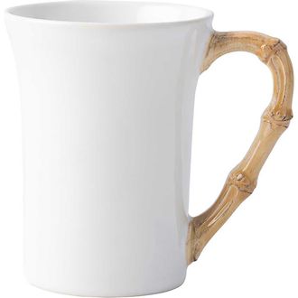 Juliska Bamboo Ceramic Mug in Whitewash/Bamboo Natural at Nordstrom