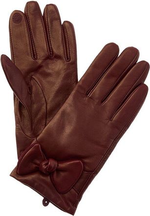 Bruno Magli Bow Detail Cashmere-Lined Leather Gloves