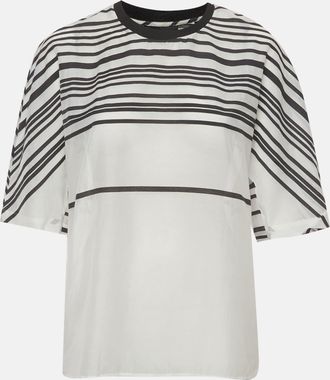 Emporio Armani White & Black Striped Voile Oversized T-Shirt