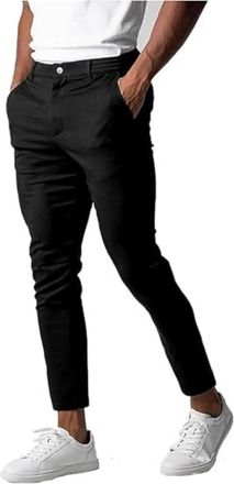 Generic Foueo Active Chinos, Active Chinos Pants Men, Mens Chinos Slim Fit Stretch Skinny Tapered Dress Pants (Black,M)