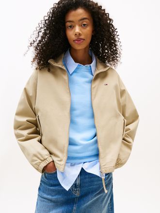 Tommy Jeans Blouson TOMMY JEANS TJW REG ZIP COTTON JACKET EXT, Damen, Gr. XXL (44), silt, Web, Obermaterial: 100% Baumwolle, unifarben, h&uuml;ftlang, elastischer Bund