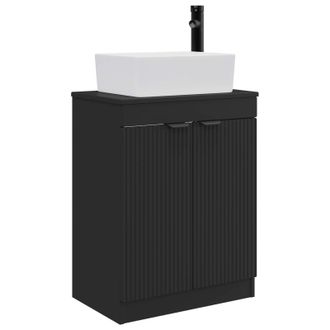 vidaXL Vanidad De Ba&ntilde;o Con Lavabo Negro 54 X 35 X 83 Cm Vidaxl