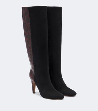 Ferragamo Leather and suede knee-high boots