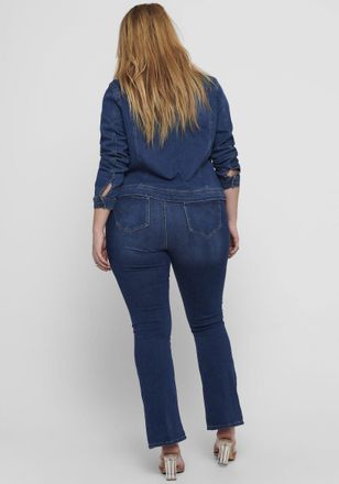 Only Carmakoma Jeansjacke ONLY CARMAKOMA CARWESPA LS JACKET, Damen, Gr. 44, blau (medium blau denim), Denim/Jeans, Obermaterial: 79% Baumwolle, 20% Polyester, 1% Ela