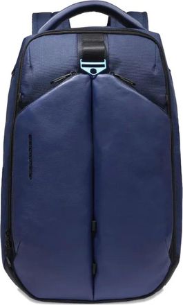 Piquadro logo-embroidered backpack - unisex - Recycled Nylon/Leather - OS - Blue