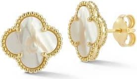 Chloe and Madison Mother-of-Pearl Clover Stud Earrings in Gold at Nordstrom Rack
