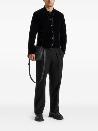 Mani&egrave;re De Voir Nassim velvet jacket with contrast piping - men - Polyester - L - Black